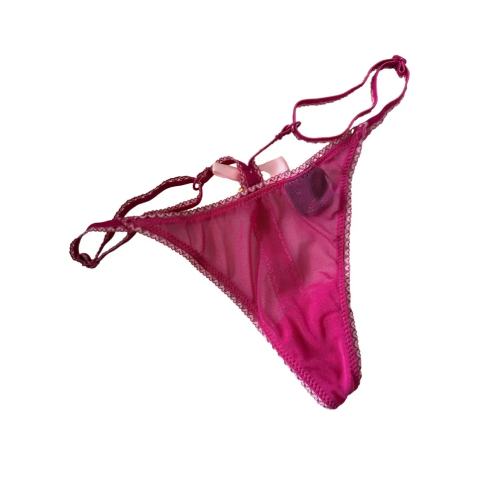 NWOT VTG VS Pink Sheer Sexy Little Things 2005 OS V string Charm Bow
